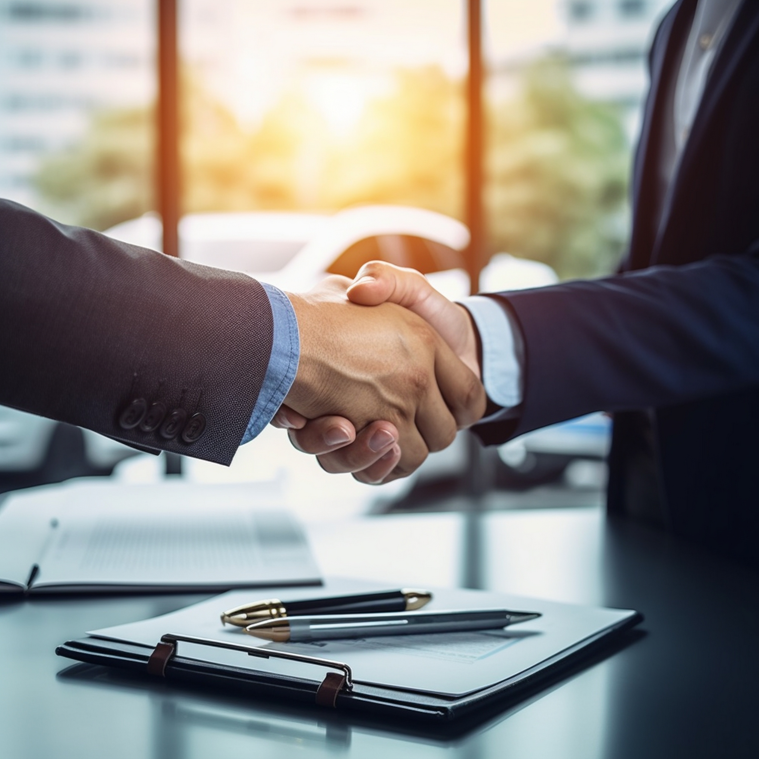 オフィスでバーチャルディスプレイを操作する男性